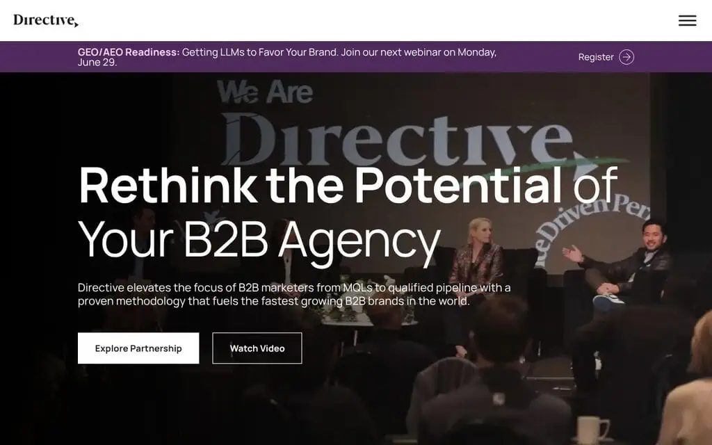Directive Consulting homepage - AI SEO agency