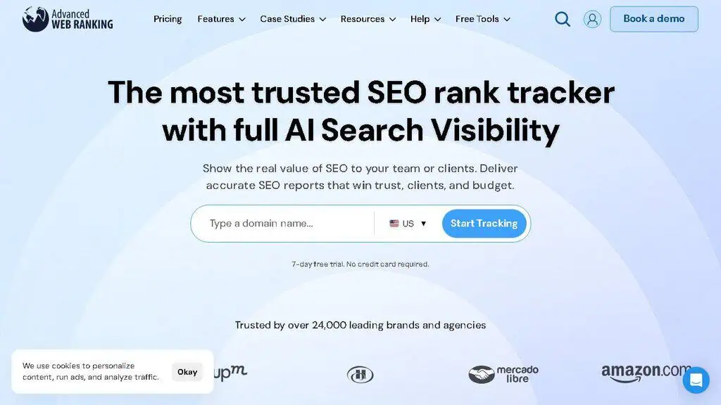Advanced Web Ranking showing keyword ranking history across multiple search engines over 20 years