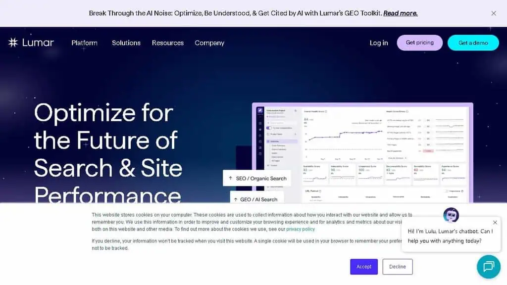 Lumar enterprise technical SEO platform showing crawl data and site structure analysis