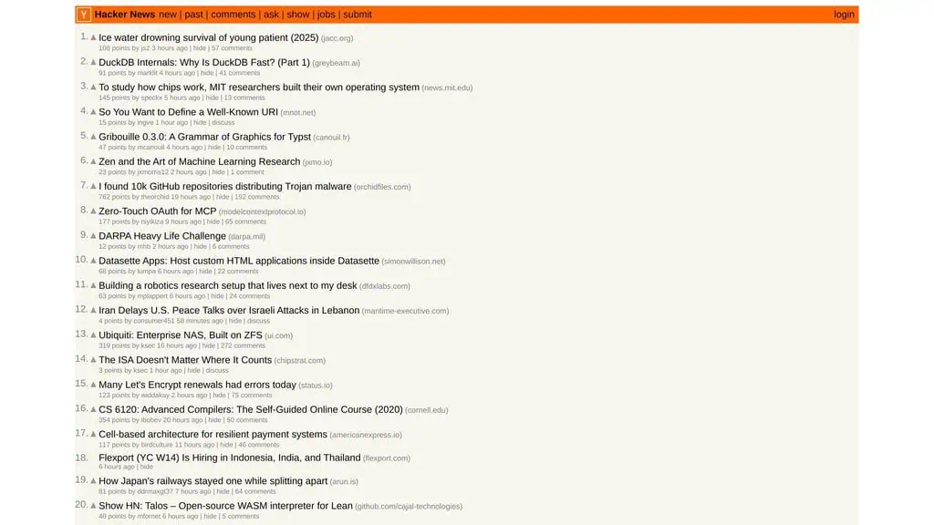 Hacker News front page where developers launch with Show HN posts