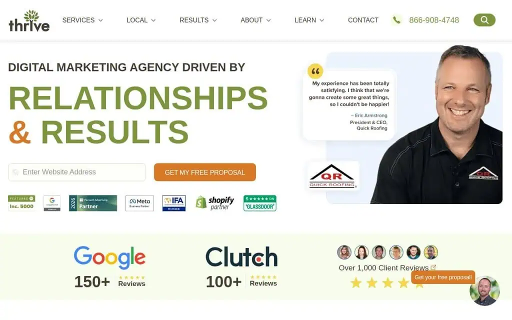 Thrive Agency homepage - AI SEO agency