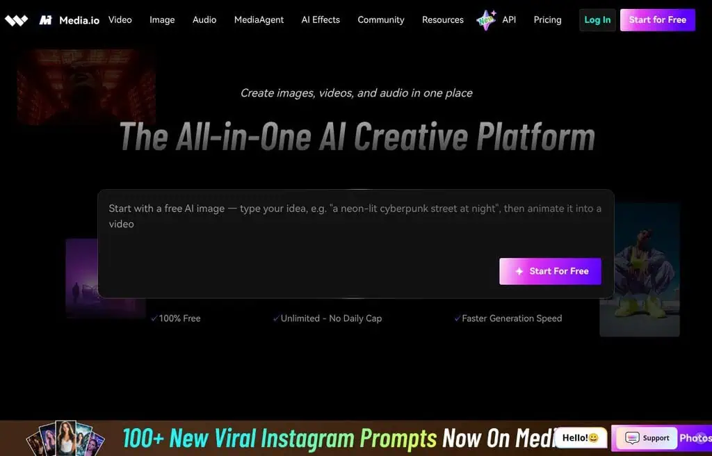 Wondershare Media.io AI video and image editing suite