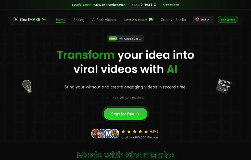 ShortMake AI short video generator