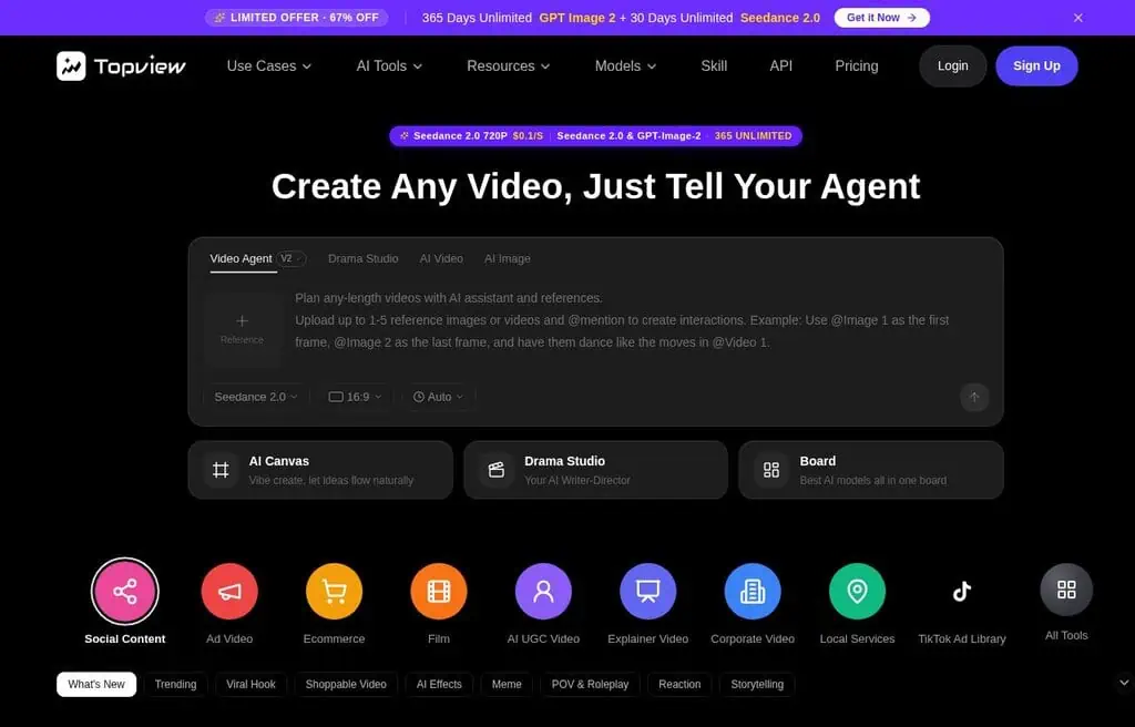 Topview AI product link to marketing video generator