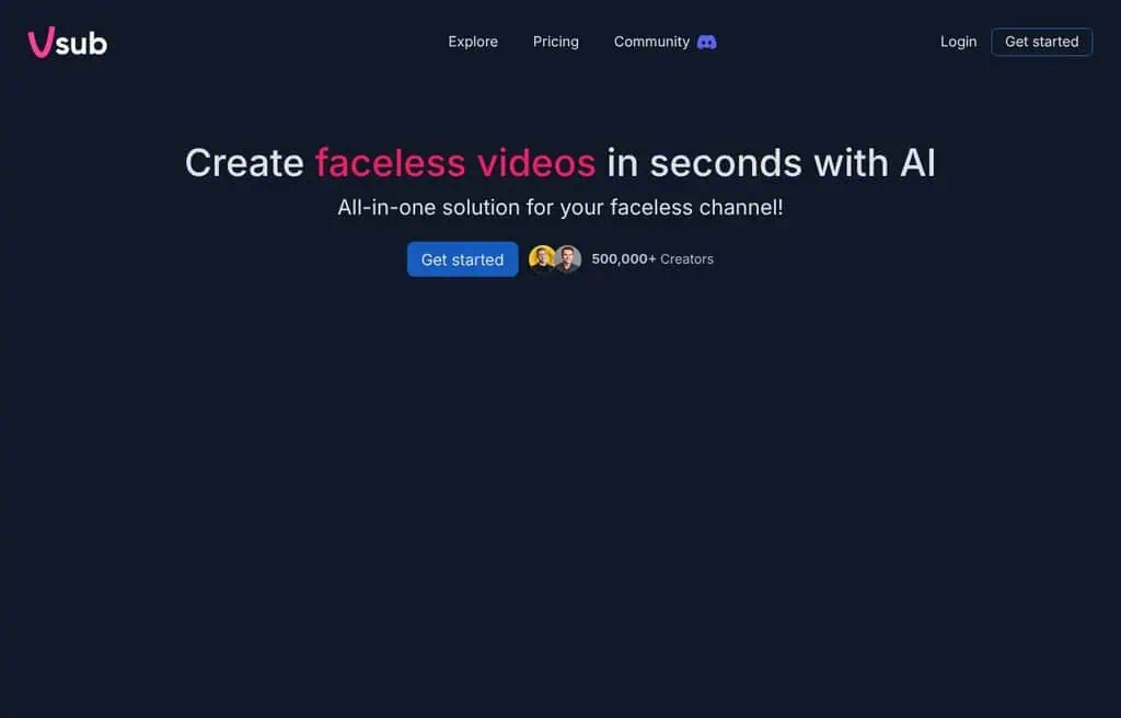 Vsub AI faceless video and auto-captioning