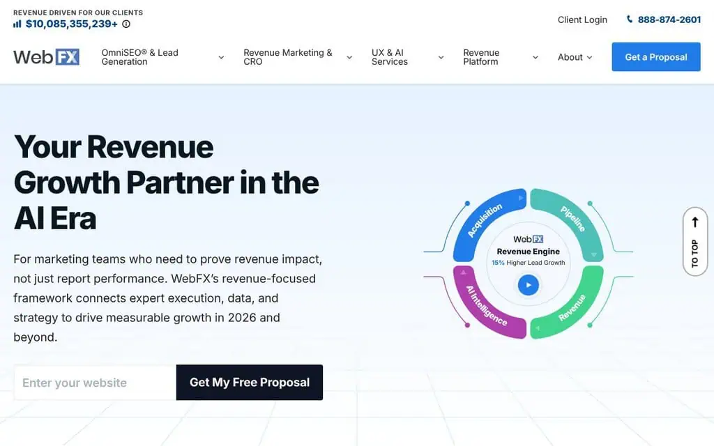 WebFX homepage - AI SEO agency