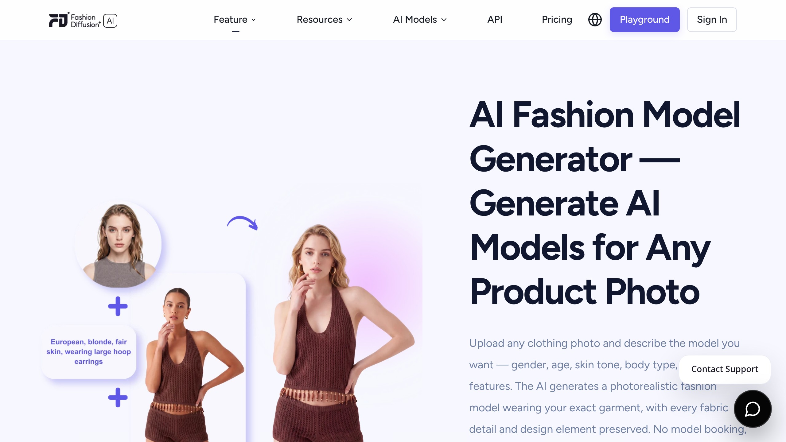 Fashion Diffusion AI model generator swapping the model on a garment photo using a written description prompt