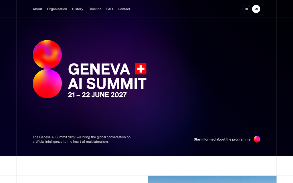 Homepage of the official Geneva AI Summit 2027 website