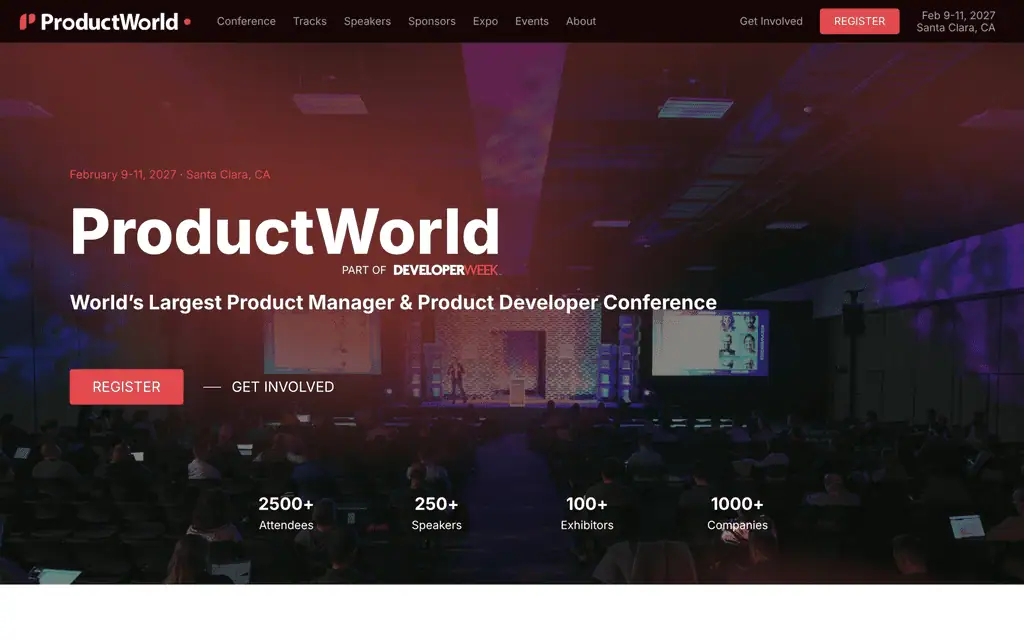 Homepage of the official ProductWorld 2027 website