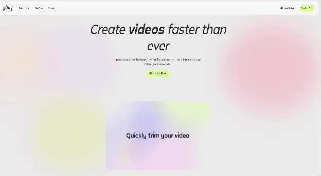 Gling AI automatic rough-cut editor for YouTube footage