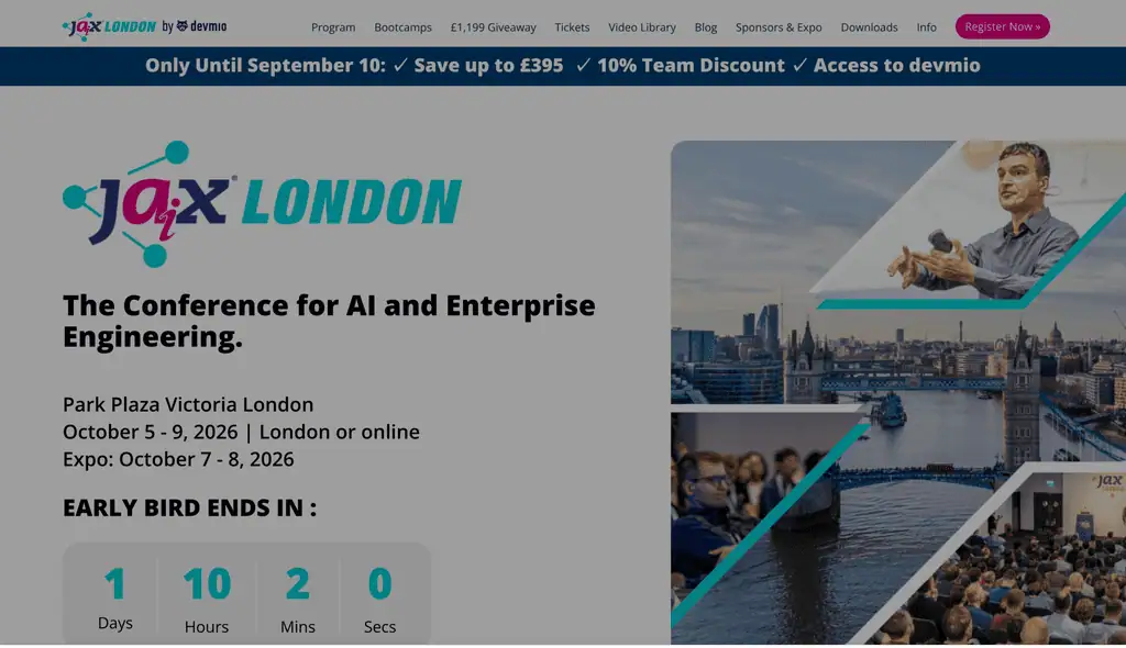 JAX London 2026 official website homepage