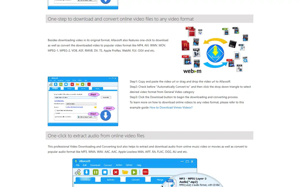 Allavsoft guide for downloading and converting online video to formats such as MP4, AVI, MKV and WebM