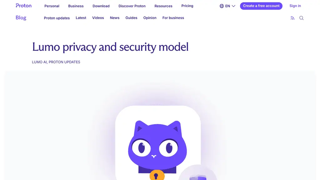 Proton blog post on the Lumo security model explaining user-to-Lumo encryption