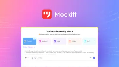 Mockitt is a Wondershare-built AI design platform that combines prototyping, UI design, infinite whiteboarding, and diagramming inside one cross-platf
