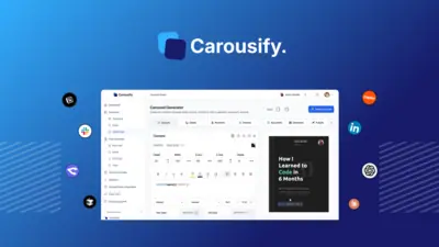 Carousify is an AI-powered LinkedIn carousel and post creator that schedules content, builds branded carousels, and turns YouTube videos or PDFs into