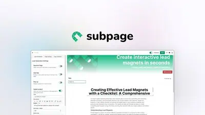 Subpage is a no-code tool for building, gating, and collecting leads from interactive content-led lead magnet pages, now with AI page generation.