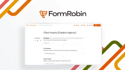 FormRobin is an AI form and survey builder that generates forms from text prompts and collects unlimited responses on its lifetime tier.