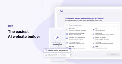 B12 is an AI website builder that generates a business site, online store, or web app from a text prompt in about 60 seconds, with optional human desi