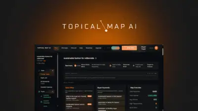 Topical Map AI generates clustered topical authority maps with up to 1,200 keywords and per-cluster content briefs in about 60 seconds using DataForSE