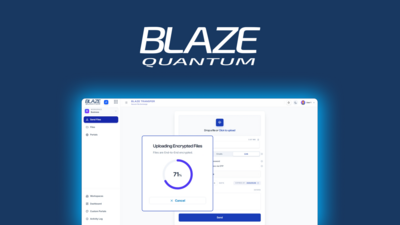 BLAZE Quantum is a quantum-safe, end-to-end encrypted suite of four apps (Transfer, Drive, Note, Messenger) that lets recipients receive files without