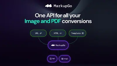 MarkupGo is an API platform that converts URLs, HTML, CSS, and JavaScript templates into PDFs and images for documents like invoices, reports, and mar