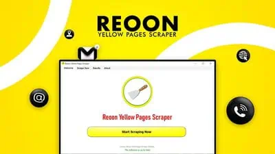 Reoon Yellow Pages Scraper is a desktop app that extracts business emails, phone numbers, and social handles from Yellow Pages listings across 36,000+