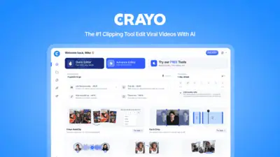 Crayo is a web-based AI editor that turns long videos and clips into short-form social content using preset viral templates, AI voiceovers, and animat