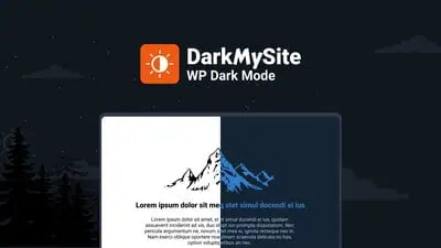 DarkMySite is a WordPress dark mode plugin that adds a customizable light and dark toggle with time-based and OS-aware switching, page builder support