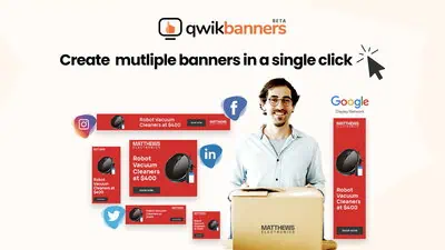 QwikBanners is a template-based tool that generates 10 static display ad banner sizes at once without requiring design or coding skills.