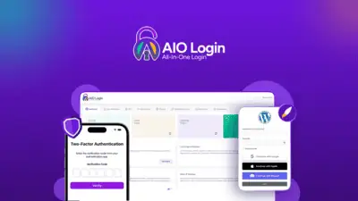 AIO Login is a WordPress plugin that hardens the login page with a hidden login URL, two-factor authentication, reCAPTCHA, login-attempt limits, and c