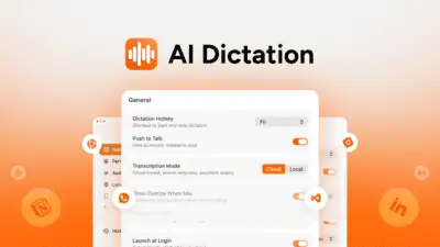 AI Dictation is a Mac voice-to-text app that removes filler words, fixes grammar, and auto-formats dictated text using hybrid on-device and cloud AI.