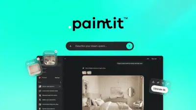PaintIt AI is an interior design tool that turns room photos or text prompts into editable 3D renders using real paint-brand color libraries.