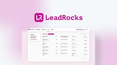 LeadRocks is a B2B contact database offering 100M+ verified emails, phone numbers, and LinkedIn profiles for sales prospecting and recruiting.