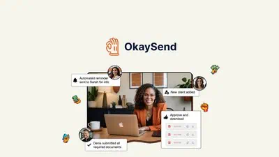 OkaySend is a document collection tool that lets businesses gather signed files and e-signatures from clients through secure, no-login portals.