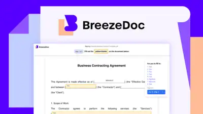 BreezeDoc is an electronic signature tool that lets freelancers and solopreneurs send documents and collect legally binding signatures.