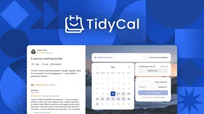 TidyCal is a booking and scheduling platform with unlimited bookings, calendar syncing, and Stripe/PayPal payment collection for freelancers and small