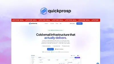 QuickProsp is a cold email infrastructure platform offering unlimited mailbox connections, AI-written copy, built-in warmup, a basic CRM, and a native