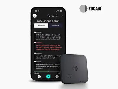 Focais Meet One is a portable AI voice recorder that transcribes, translates, and summarizes speech using OpenAI's Whisper engine.