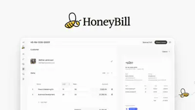 HoneyBill is an AI-assisted invoicing platform that helps freelancers create, send, and get paid on branded invoices without platform fees.
