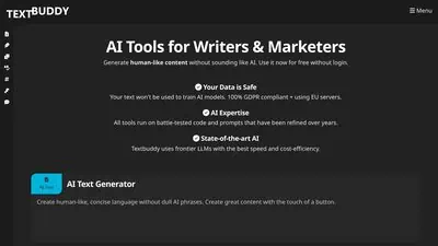 Textbuddy Review: 17 Free AI Writing Tools, No Login Needed
