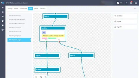 Configuring logical branching in a web form