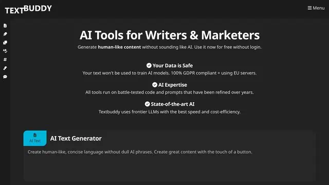 Textbuddy Review: 17 Free AI Writing Tools, No Login Needed