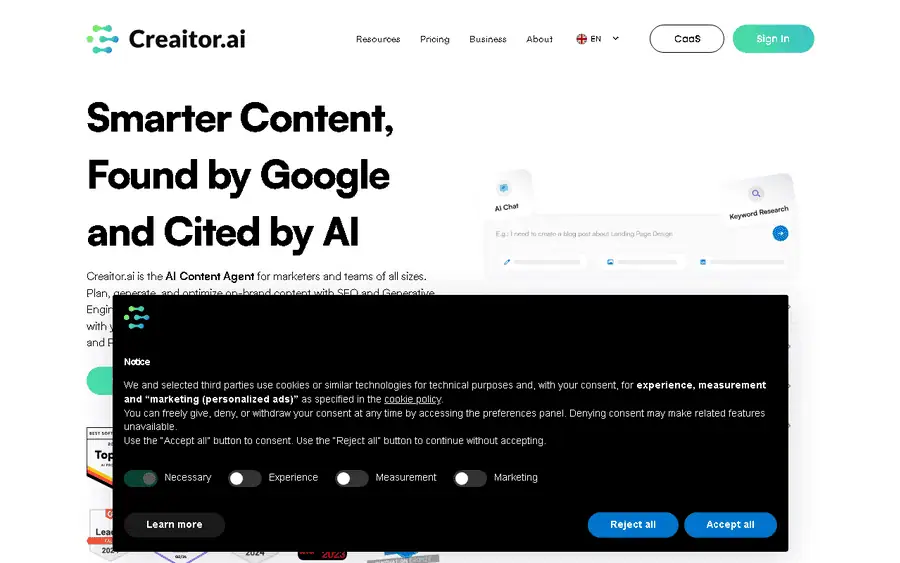 Creaitor AI affiliate program - commission rates and program details