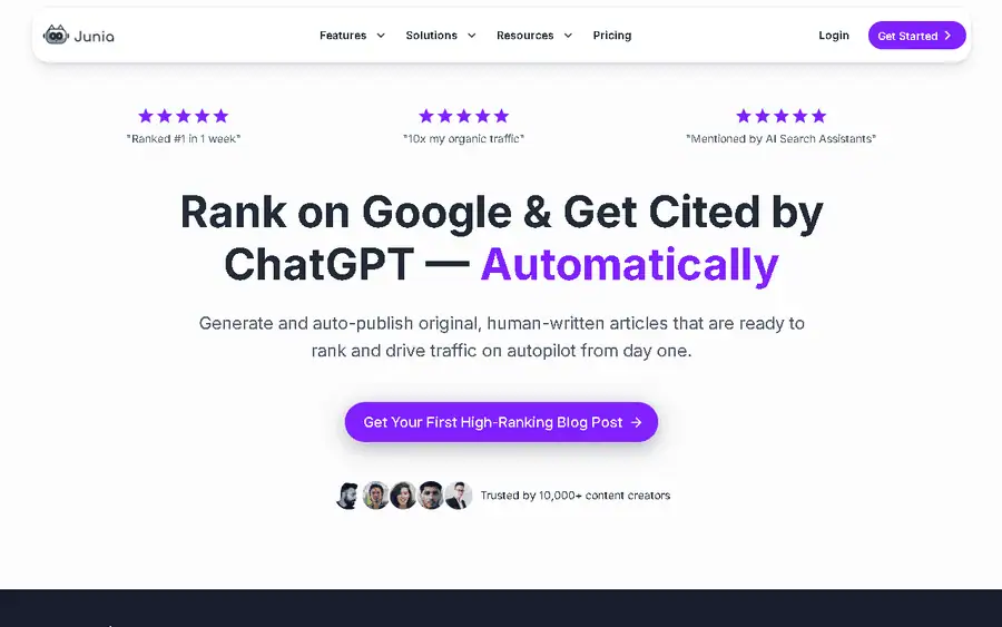 Junia AI affiliate program - commission rates and program details