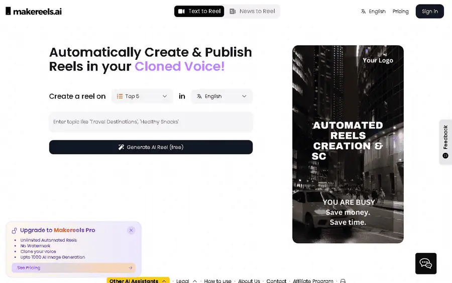 MakeReels affiliate program - commission rates and program details