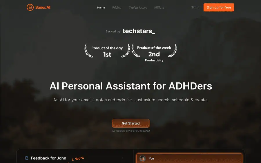 Saner AI affiliate program - commission rates and program details