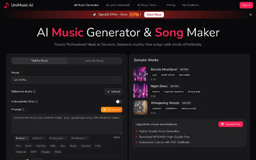UniMusic AI affiliate program - commission rates and program details