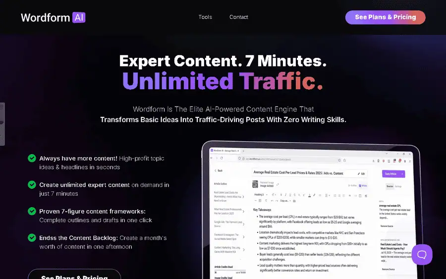 Wordform AI affiliate program - commission rates and program details