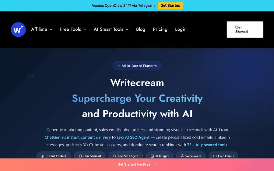 Writecream affiliate program - commission rates and program details
