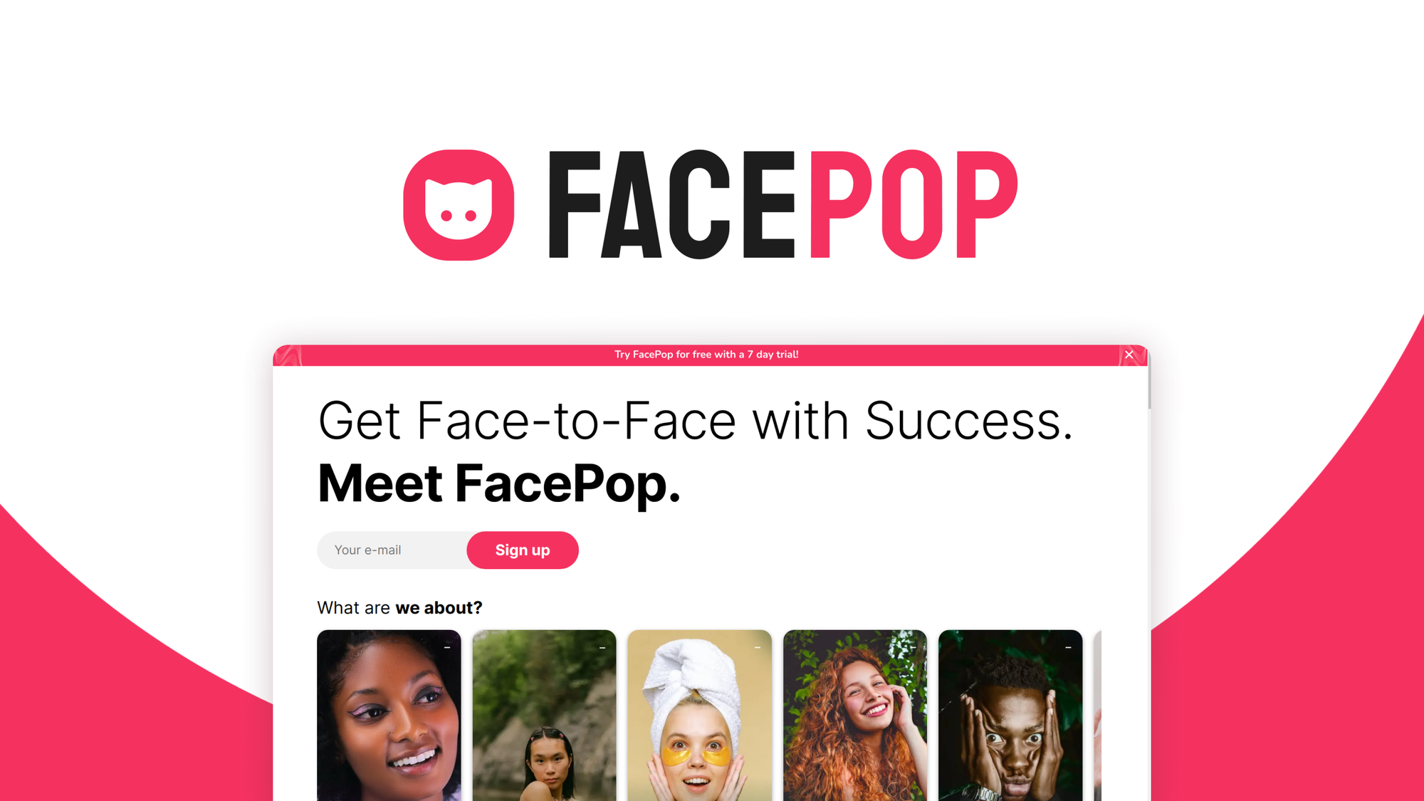 FacePop is an interactive 4K video widget that embeds face-to-face popups on websites to capture leads, book calls, and collect video testimonials.